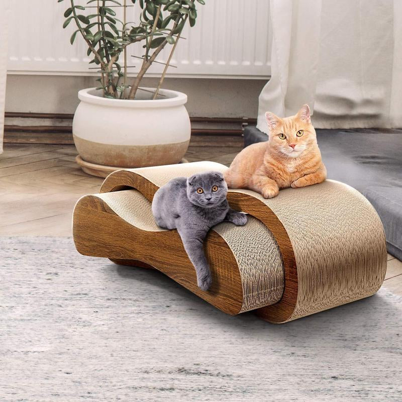 Fluffydream2 in 1 Cat Scratcher Cardboard Lounge Bed, Cat Scratching Board